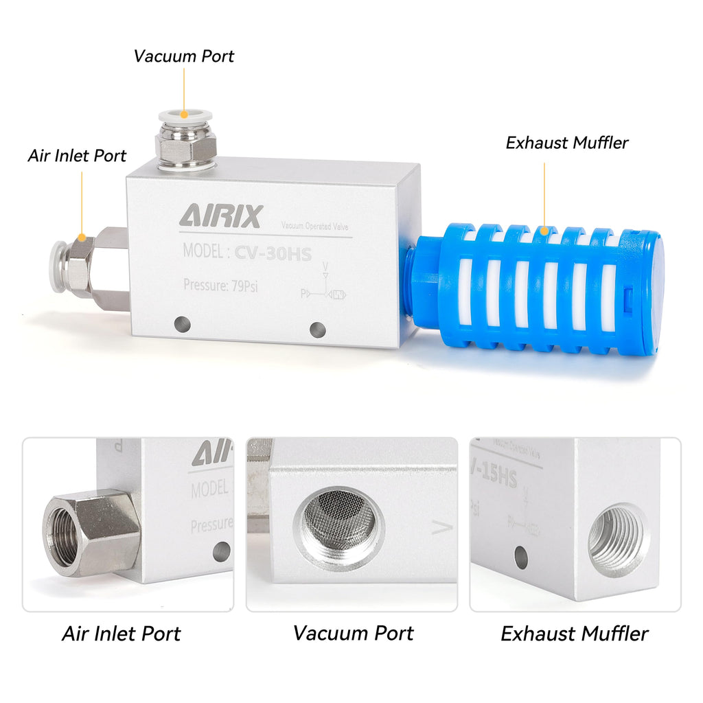 AIRIX 1/2" Vacuum Generator CV-30HS, Pneumatic Ejector with Silencer