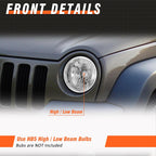 for 2002-2004 Jeep Liberty Headlights Assembly Chrome Pair