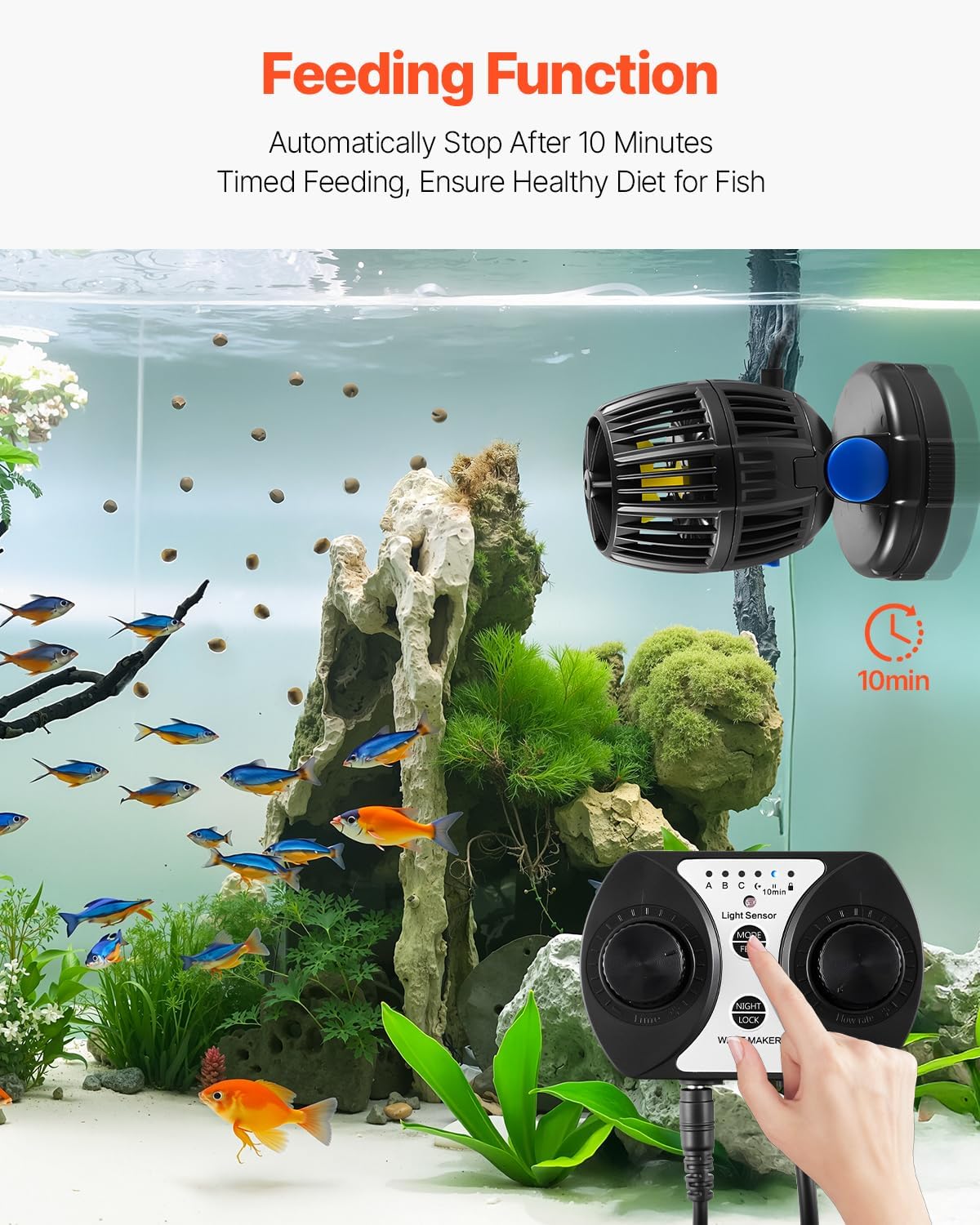 Aquarium Wave Maker, 10W, 1057 GPH Quiet and Strong DC Powerhead, Adjustable Fish Tank Circulation Pump with