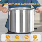 32 Quart Aluminum Stock Pot with Lid, Heavy Duty Commercial Grade Large Capacity Cooking Pot for Boiling, Stewing