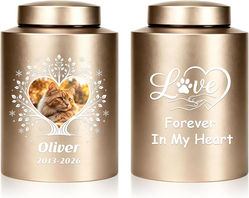Personalized Pet Urn for Dog - Custom Dog Urns for Ashes (Bright Gold)
