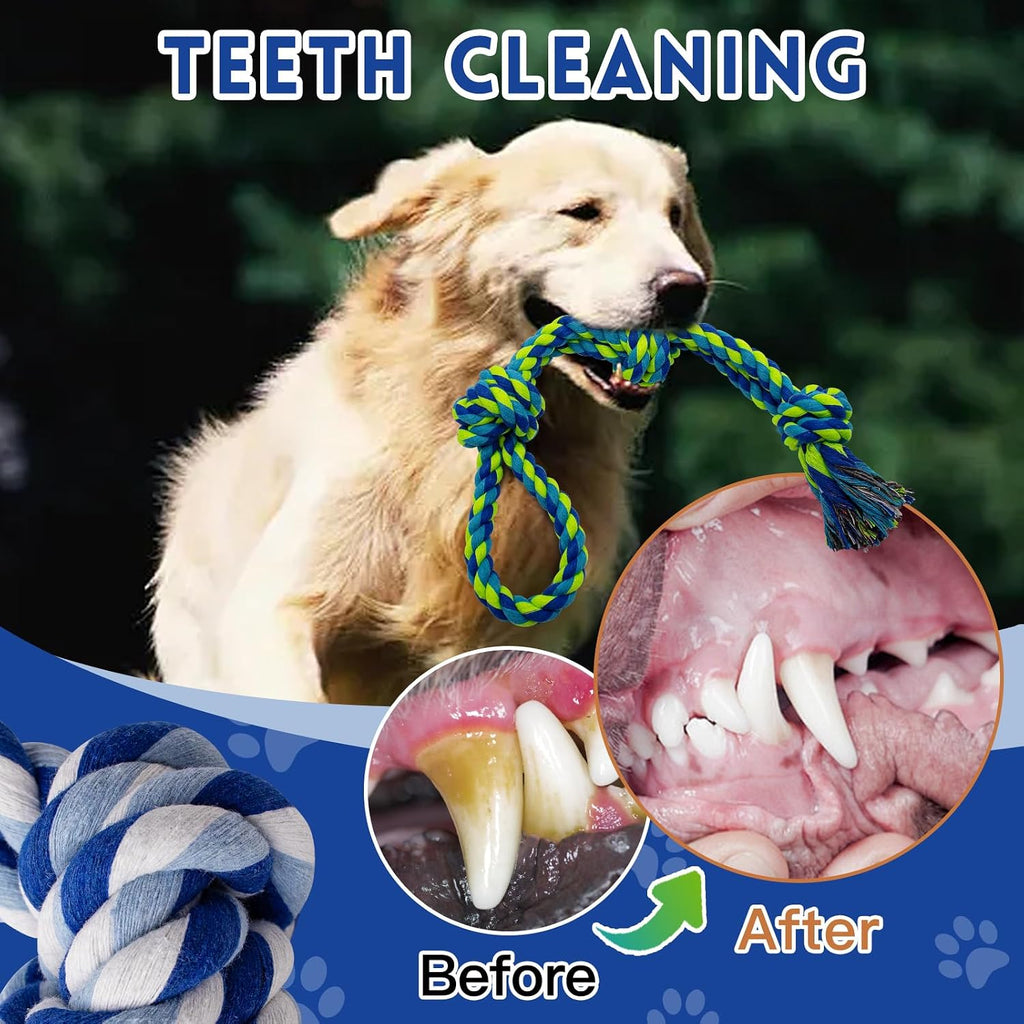 [3 Pack] Dog Rope Toys for Large and Medium Aggressive Chewers, Nearly Indestructible Rope Chew Toys, Heavy Duty 100%