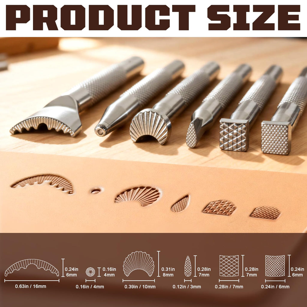 TheCraftGuy Leather Stamping Tools with Swivel Knife, 8 Pack, for Carving