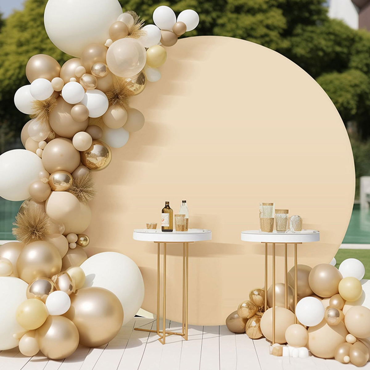 6.5FT Beige Round Backdrop Cover, Circle Arch Backgound Stand Cover