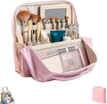 Stylish Handheld Partitioned Cosmetic Bag,Large Capacity Pu Leather Travel Makeup Organizer With Detachable