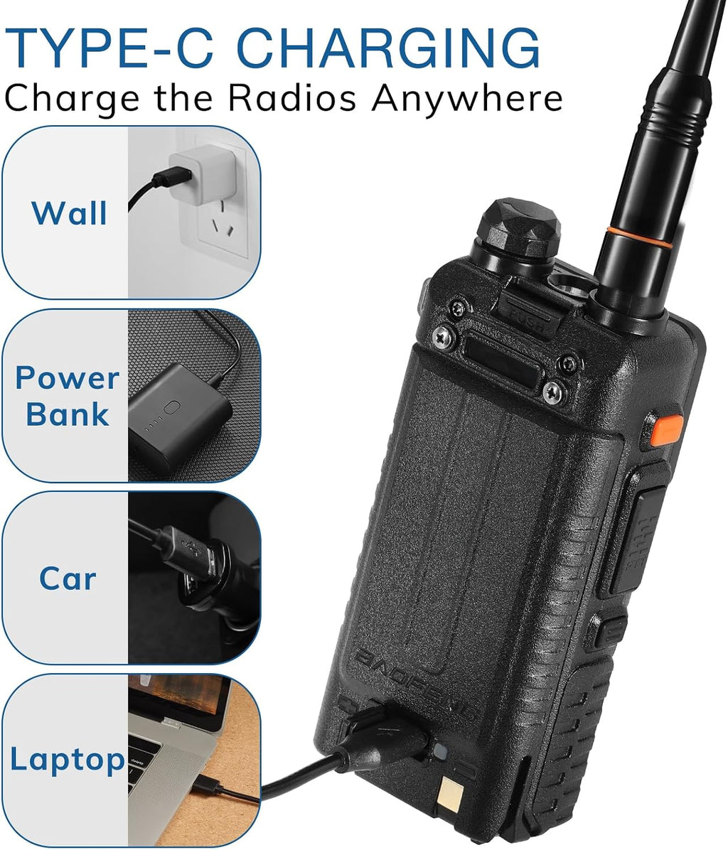UV-5RM Plus Ham Radio, 10W Long Range Dual Band Two Way Radio | UHF VHF NOAA FM AM(Airband) 1.25M Receiver, 2500mAh