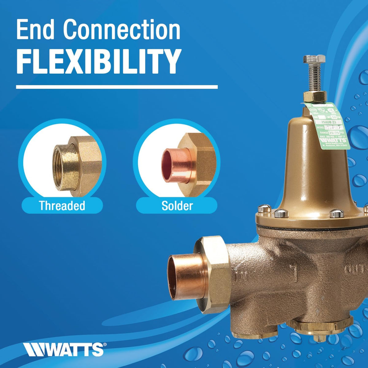 Watts LF25AUB-Z3 3/4" Lead-Free Water Pressure Reducing Valve 10-35 psi
