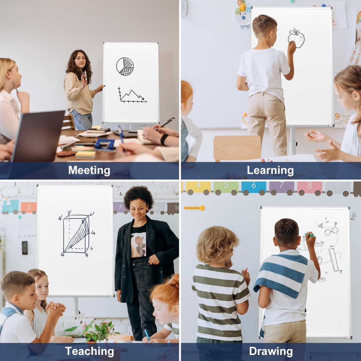 Mobile Whiteboard Standing - 36 X 24 Inches Magnetic Dry Erase Easel, Height Adjustable Rolling White Board on Wheels
