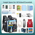 Clear Backpack for School - 17 inch Heavy Duty Clear Bookbag, Black