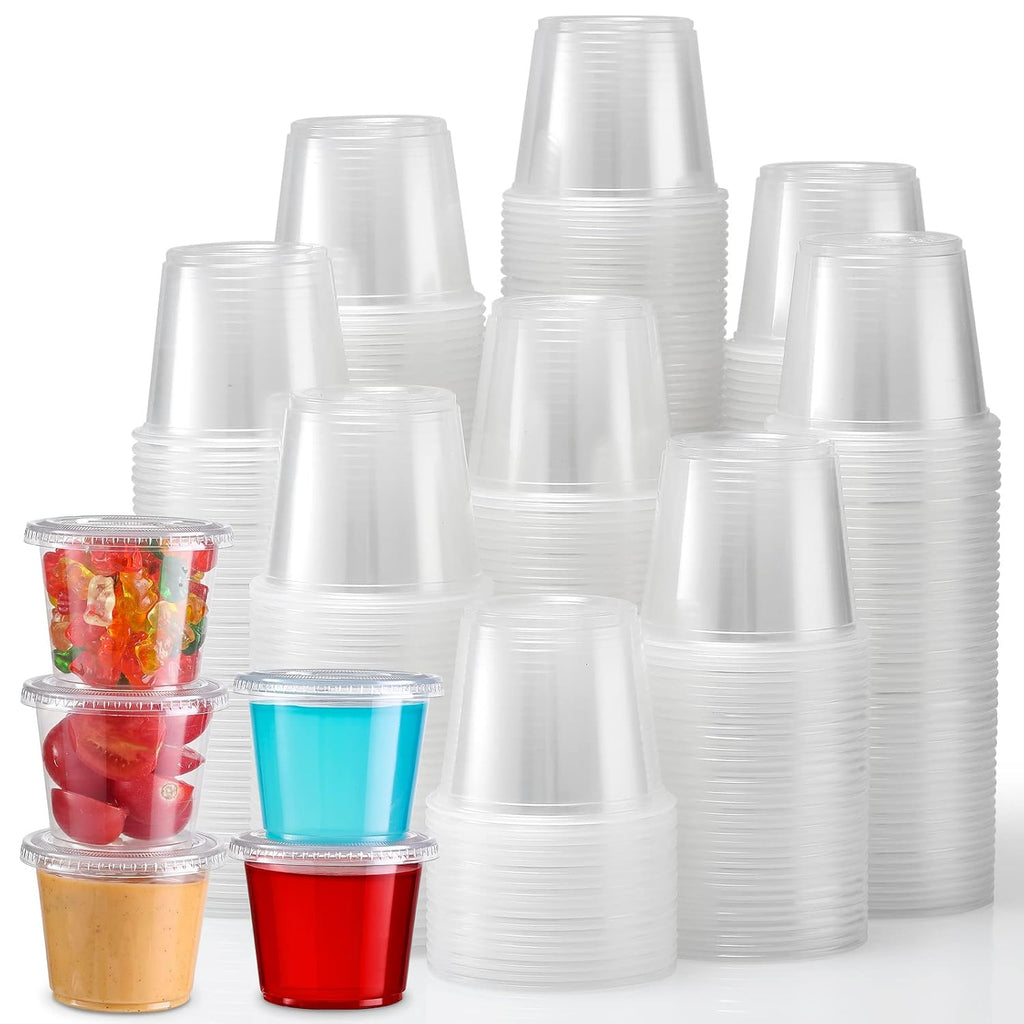 Portion Cups With Lids, 240 Sets - 5.5 oz Airtight, Stackable Souffle Cups, Salad Dressing & Sauce Containers for