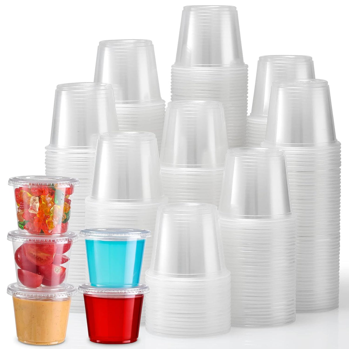 Portion Cups With Lids, 240 Sets - 5.5 oz Airtight, Stackable Souffle Cups, Salad Dressing & Sauce Containers for
