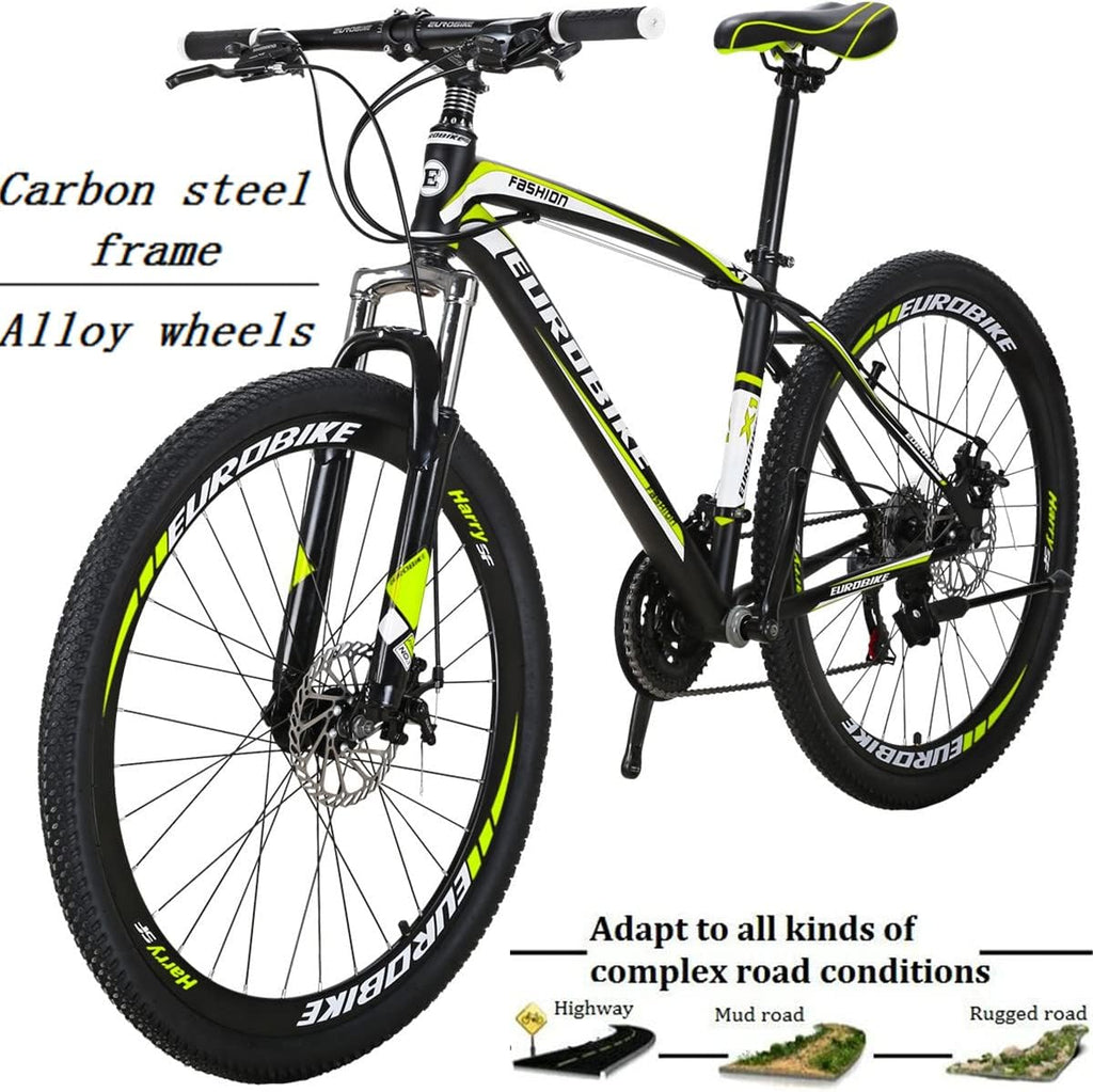 Mountain Bike,Mountain Bike for Mens,X1 21 Speed Bike,Mens Mountain Bike 27 inch Womens, Dual disc Brakes Bicycle