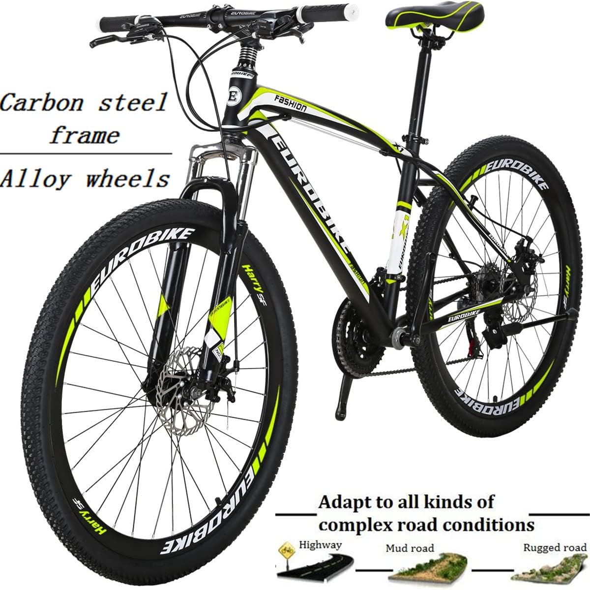 Mountain Bike,Mountain Bike for Mens,X1 21 Speed Bike,Mens Mountain Bike 27 inch Womens, Dual disc Brakes Bicycle
