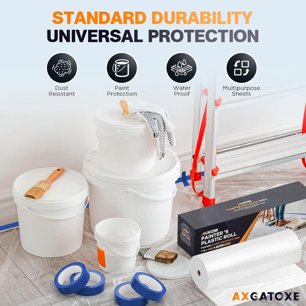 Plastic Drop Cloth for Painting, Painter's Plastic Sheeting & Tarp