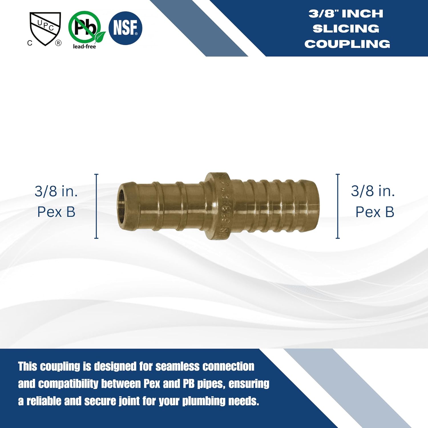 3/8 inch Pex x 3/8 inch PB (Polybutylene) Splicing Coupling with Ring, Repair Kit, Pex B, 10 Pieces