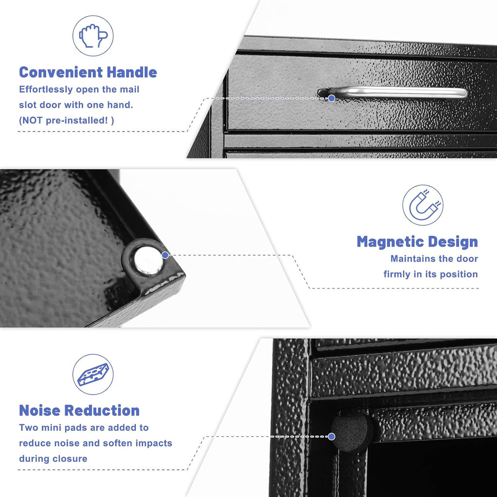 Steel Key Lock Mail Boxes for Outside, Locking Wall Mount Mailbox, Security Key Drop Box for Home, Office or