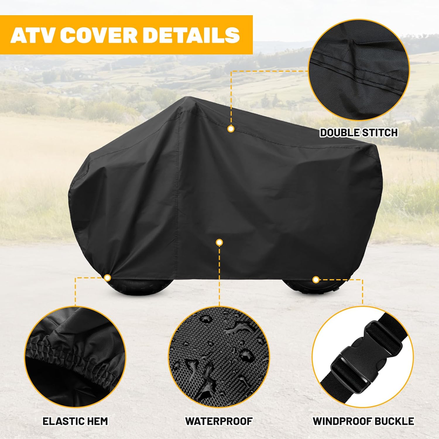 ATV Cover Waterproof Heavy Duty 4 Wheeler Cover | Protects ATV from Snow Rain Sun Dust, Compatible with Can-am
