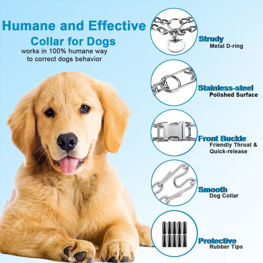 Prong Collar for Dogs, Dog Training Collar for Small Medium Large Dogs | Pinch Collar, Adjustable Size, No Pull