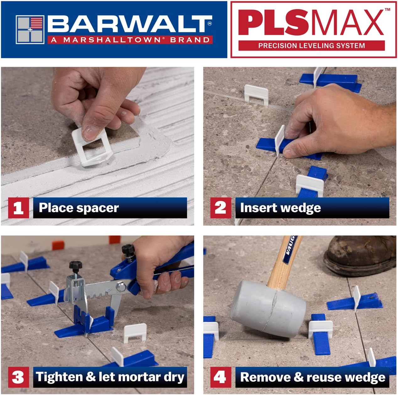 PLS Max 1/8 Inch Tile Leveling System, Tile Spacer Base
