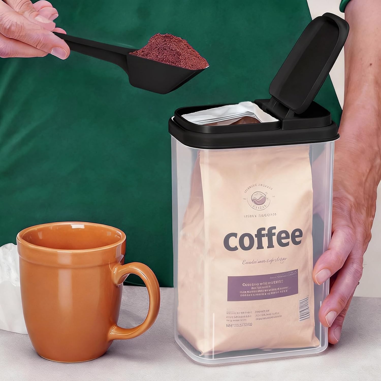 3-Pack Coffee Storage Containers with Scoop – Fit 12 oz Bags, Bag-in Design for Whole Beans & Ground Coffee –
