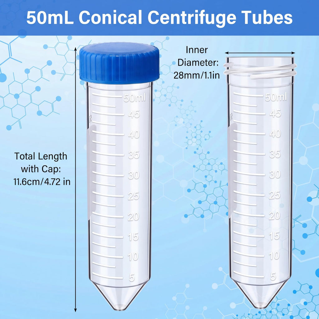 600 Pcs Plastic Centrifuge Test Tubes with Screw Caps, Blue