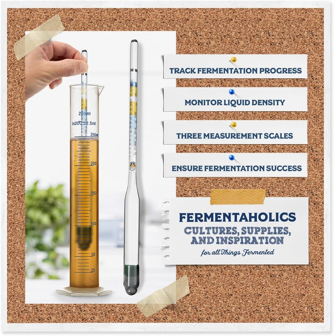 Triple Scale Hydrometer – Measure and Monitor Specific Gravity, Brix, Potential Alcohol, and ABV in Wine, Beer, Mead