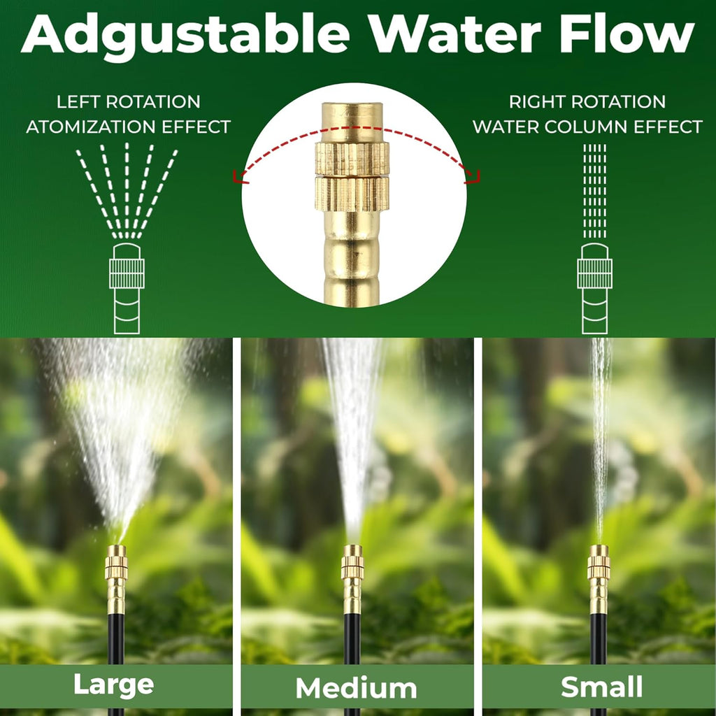 50FT Drip Irrigation System for Starter: Small Garden Quick Connect 1/4" PE Water Tubing Automatic 11Pcs Sprinkler