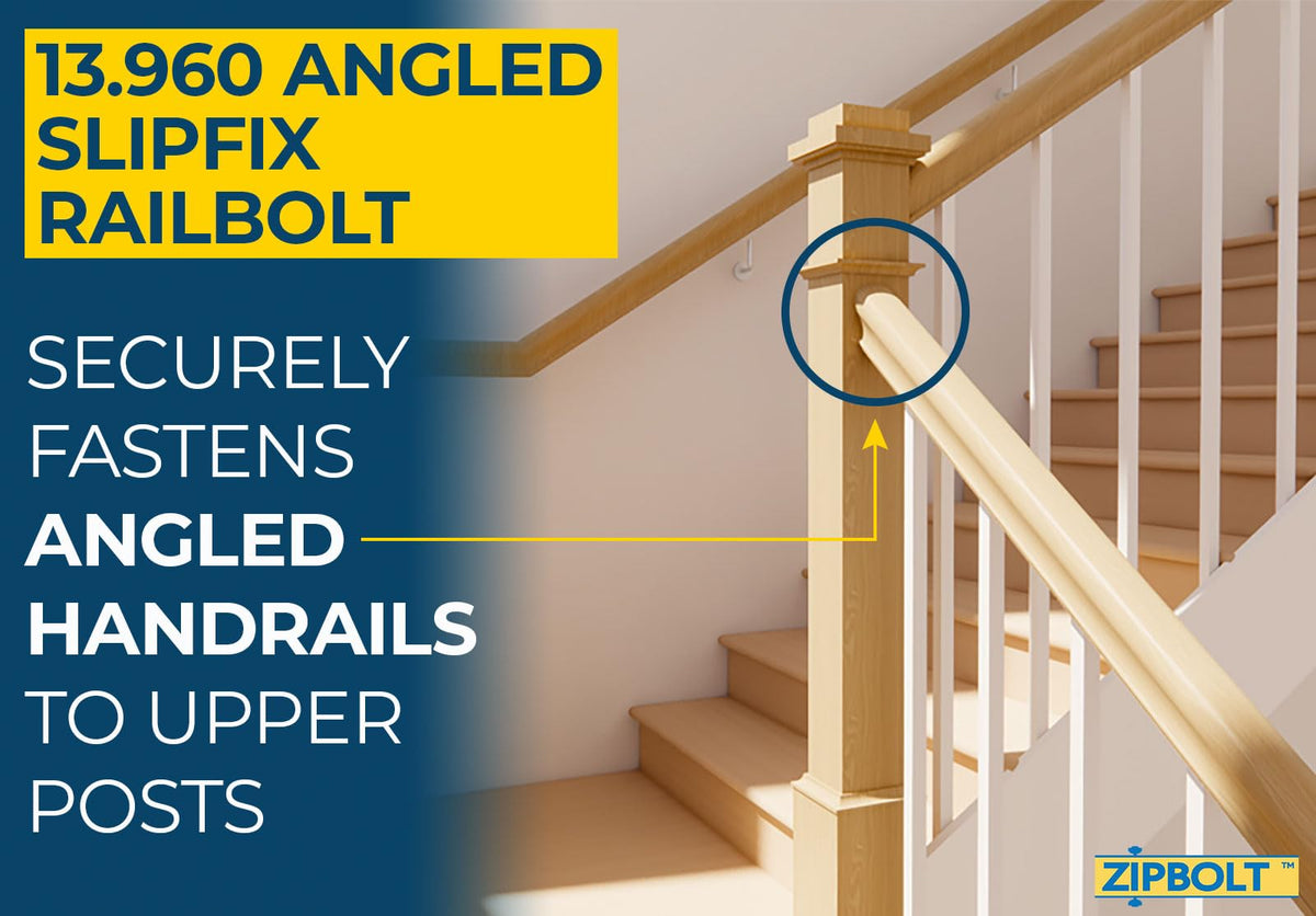 Angled Slipfix Railbolt, Handrail to Newel Post, 1 x 2-Pack, 13.960