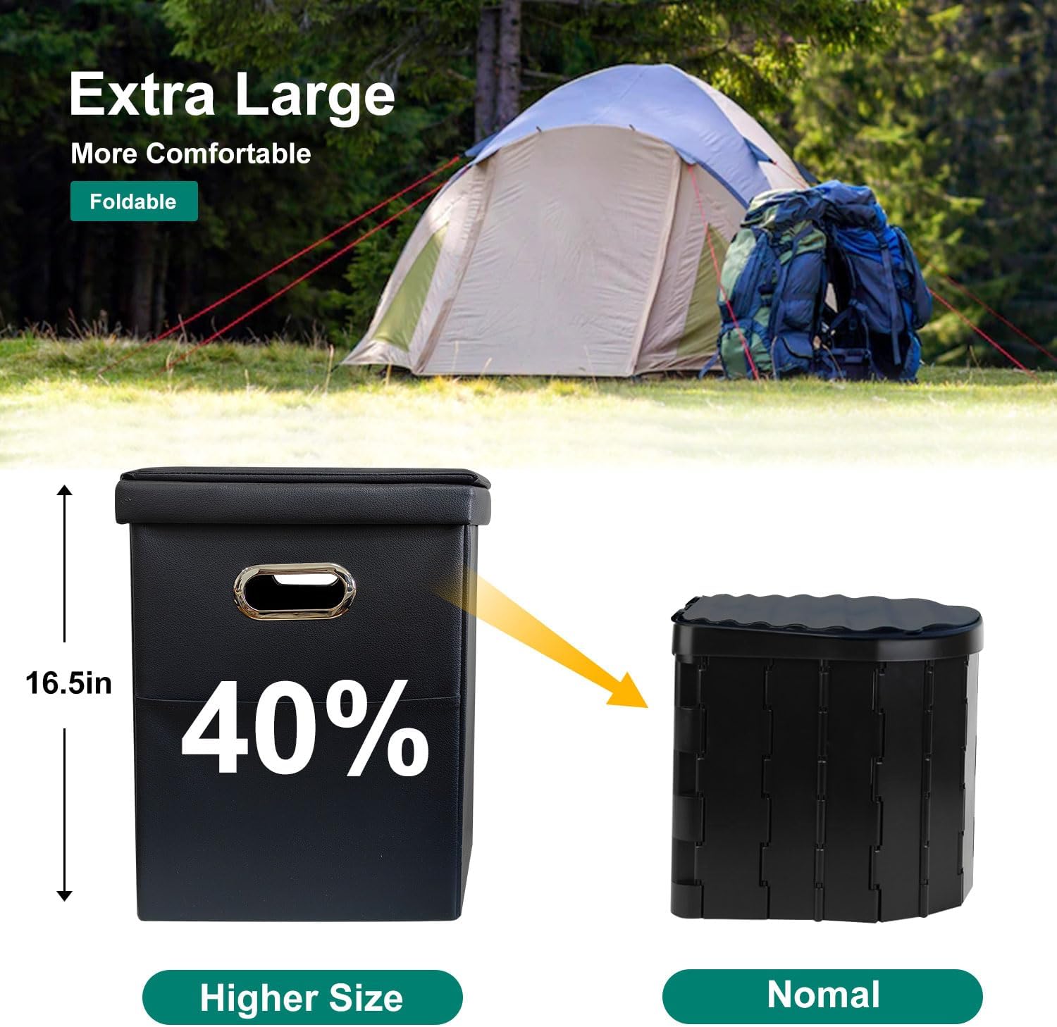 Upgrade XL Portable Toilet for Adults, Extra Large Camping Toilets | Lightweight&Compact Potty with Lid for Adults