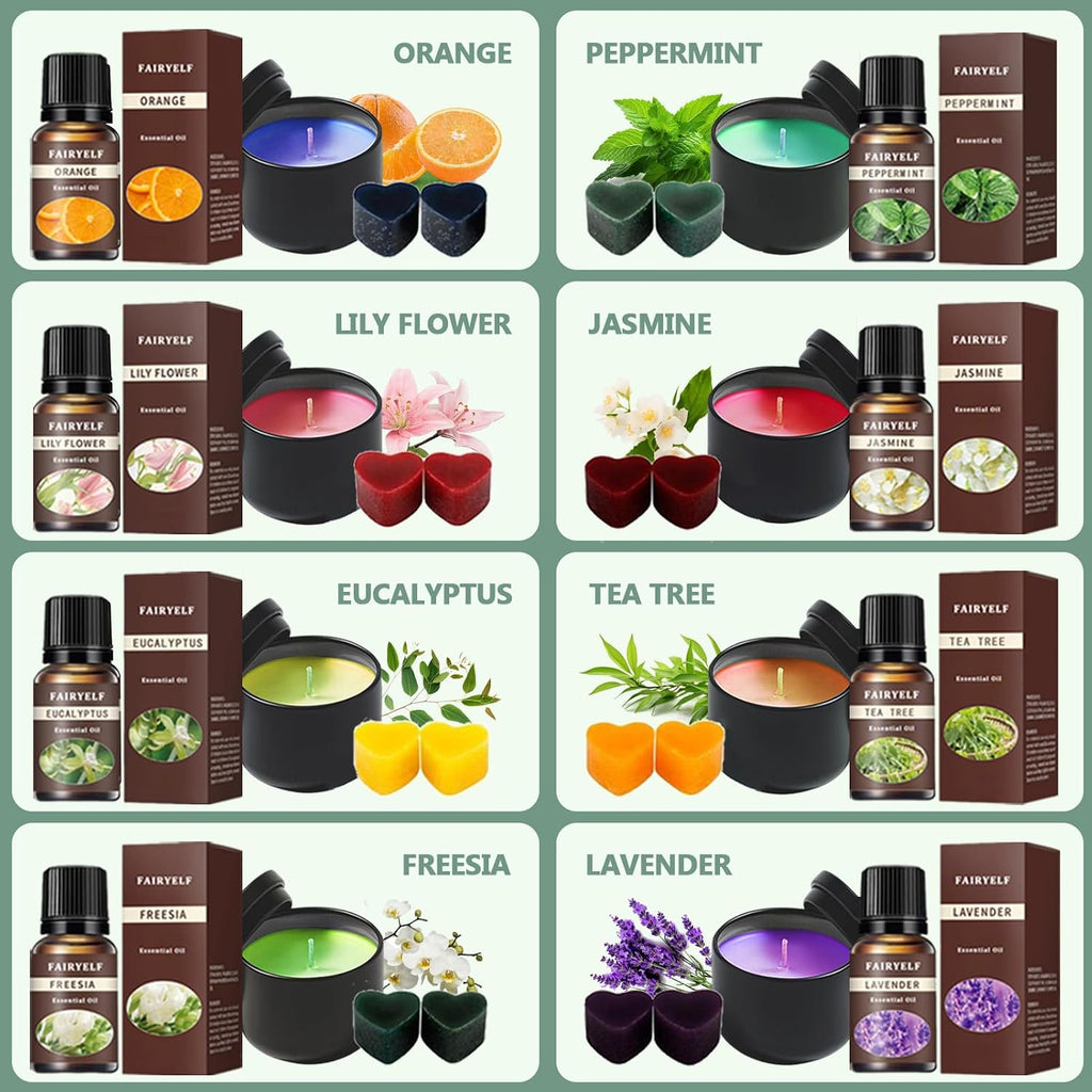 Soy Candle Making Kit for Adults & Hot Plate, DIY Starter Supplies | Includes Glass Jars, Tins, Scents, Soy Wax, 3D