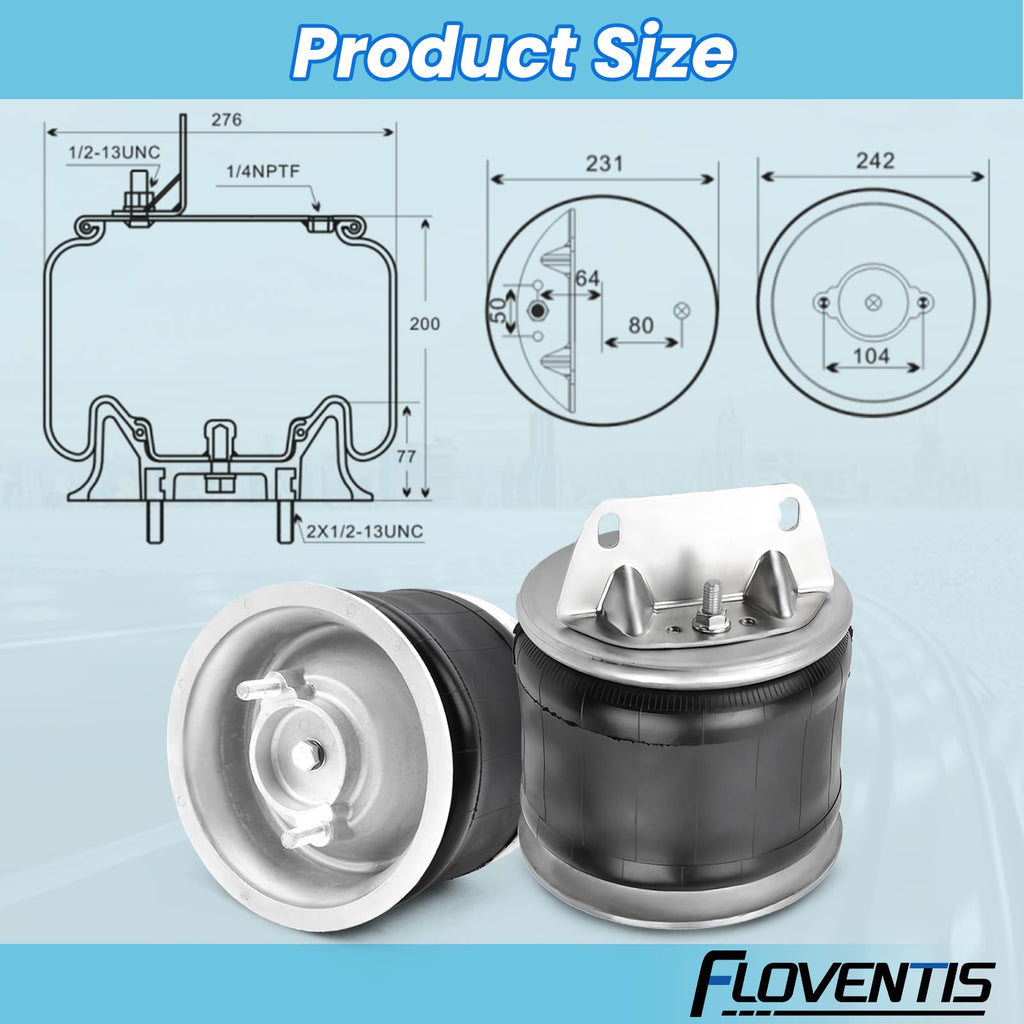 FLOVENTIS 2Pcs Air Spring Bags for Freightliner Trucks 1V9616