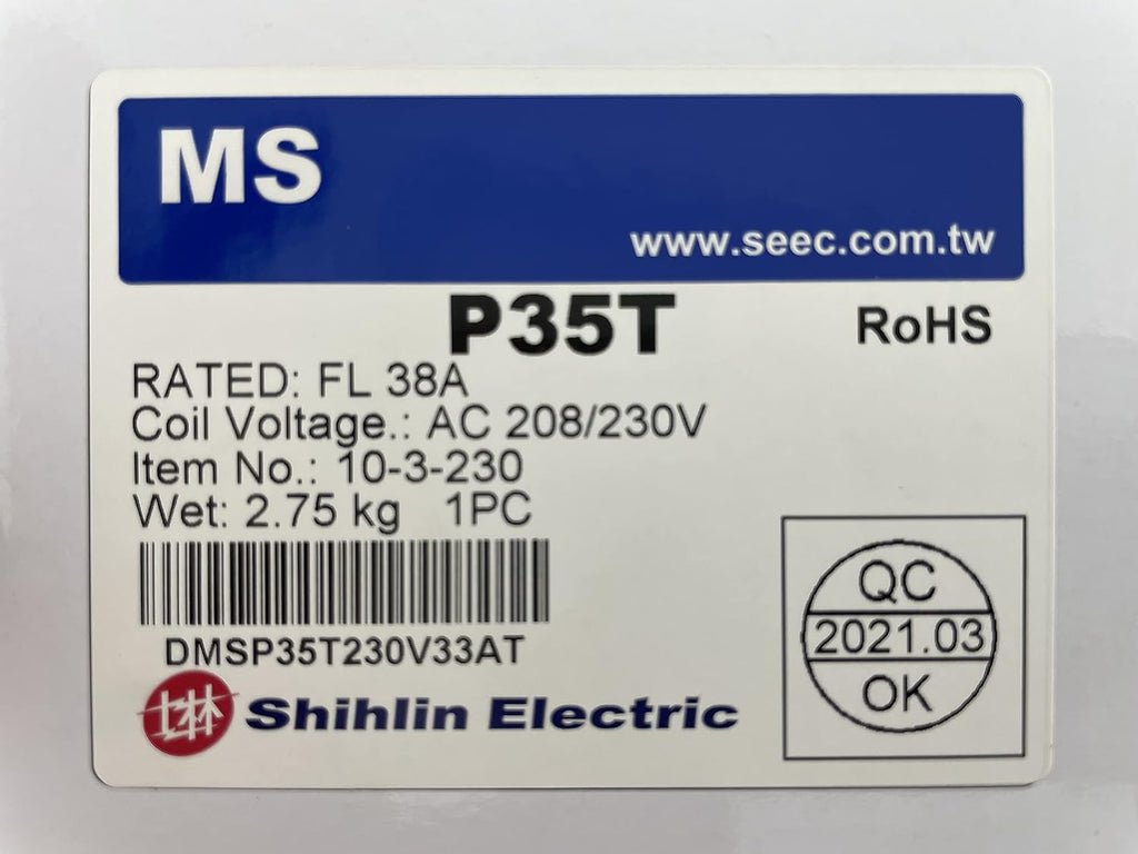 Magnetic Motor Starter Control 10 HP 3 Phase 208/230V 28-38AMP S-P35T