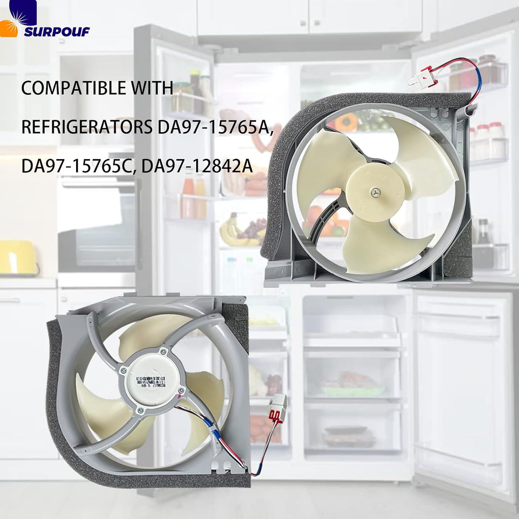DA97-15765A Refrigerator Condenser Fan Motor DA97-15765C, DA97-12842A Fits for Samsung Refrigerator Replaces AP6001015 PS11733650 EAP11733650 Motor Assembly