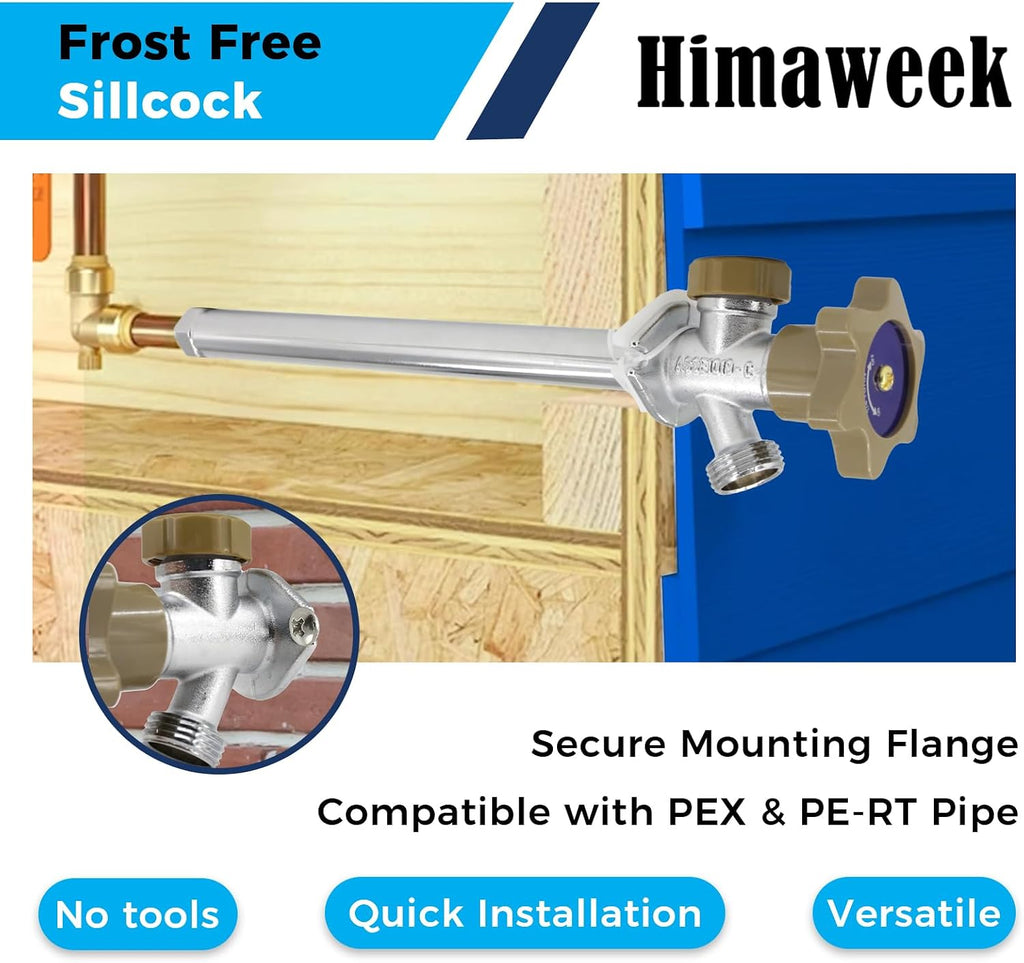 10-inch Anti-Siphon Frost Free Sillcock, Quater Turn 3/4-Inch Hose Bibb x 1/2-Inch PEX End,No Lead Brass Valve Frost