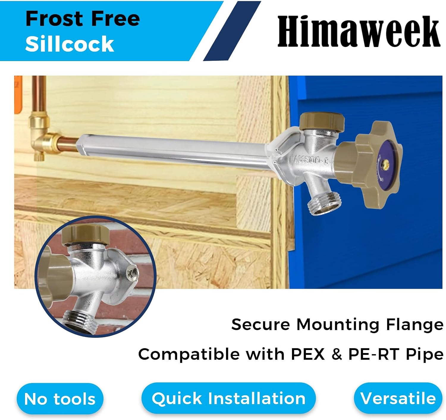 10-inch Anti-Siphon Frost Free Sillcock, Quater Turn 3/4-Inch Hose Bibb x 1/2-Inch PEX End,No Lead Brass Valve Frost