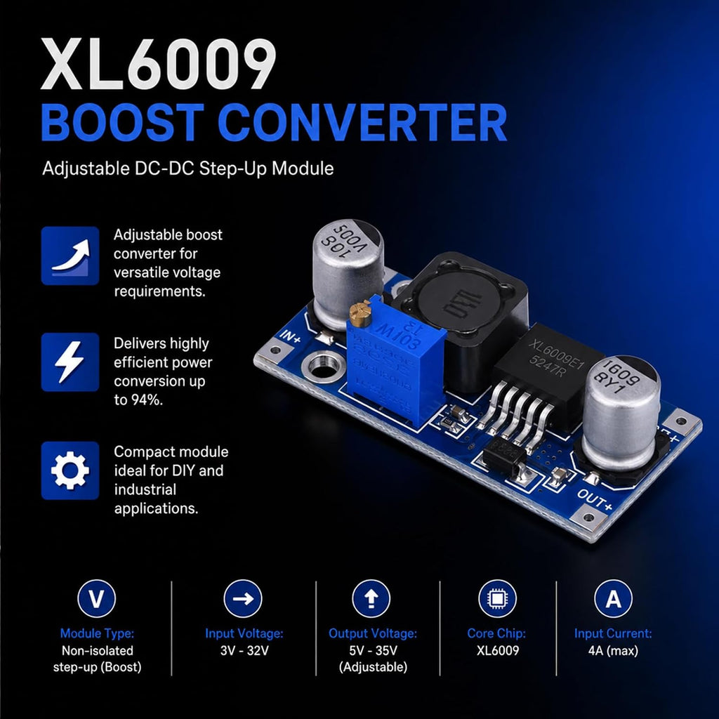 10-Pack XL6009 Boost Converter, DC-DC Step Up, 400KHz
