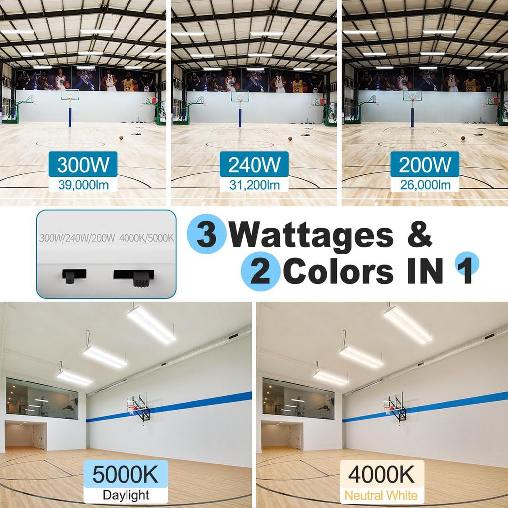 High Bay LED Shop Light 300W/240W/200W Adjustable 39000LM 2Pack