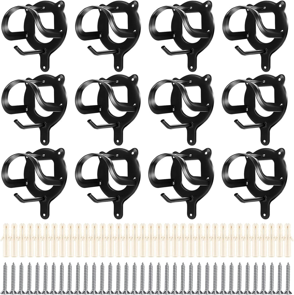 12 Pcs Bridle Hook Metal Holder Wall Mount Horse Barn, Black