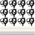 12 Pcs Bridle Hook Metal Holder Wall Mount Horse Barn, Black