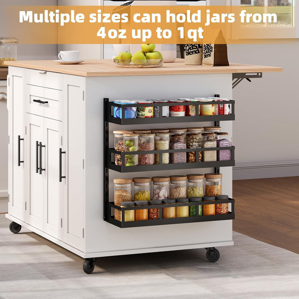 Wall Mount Spice Rack Organizer 5 Tier Height-Adjustable Hanging Spice Shelf Storage for Kitchen Pantry Cabinet
