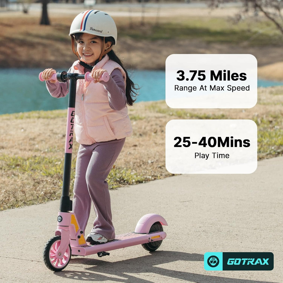 Gotrax Electric Scooter for Kids 6-12, Max 3.75 Mile & 7.5Mph,Thumb Control