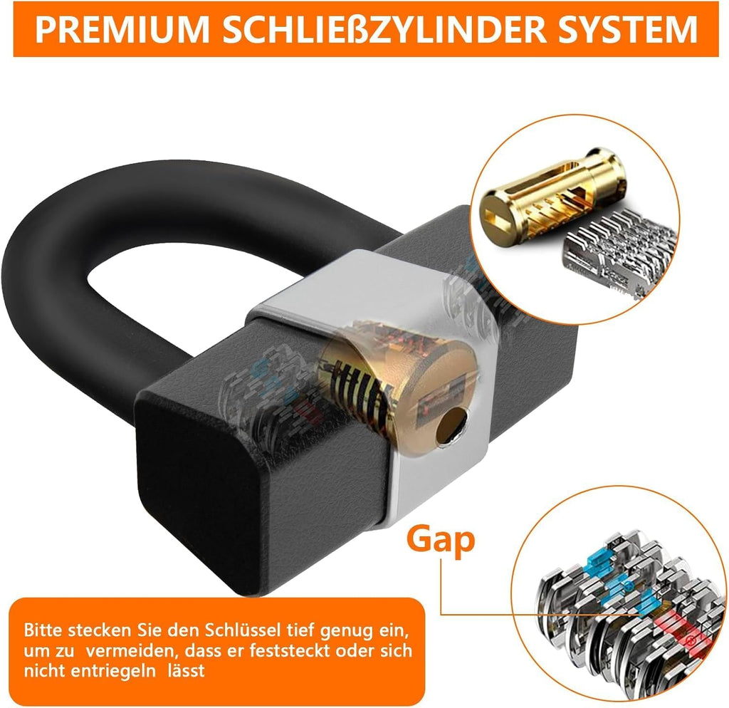 Heavy Duty Motorcycle Chain Lock 0.4In/10mm x 10 Ft with 17mm Thick Anti-Theft Cut Proof U-Lock and 3 Keys, Ideal for