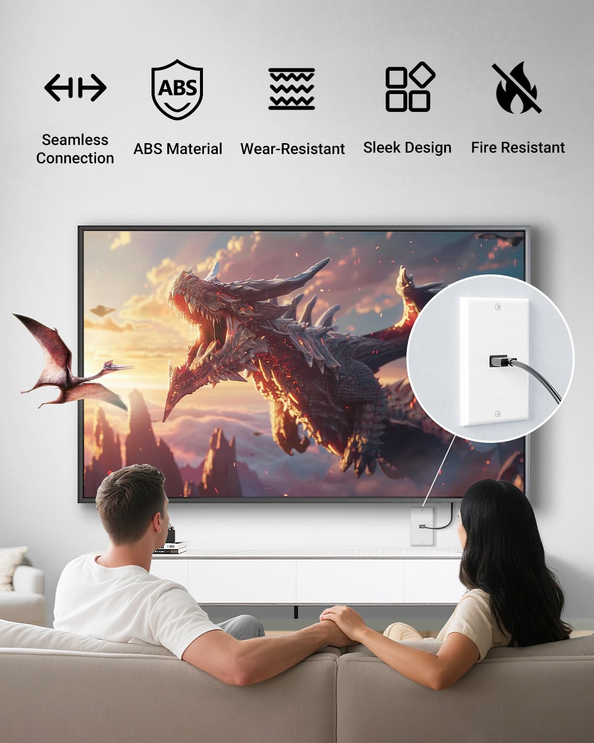VCELINK 4K HDMI Outlet Wall Plate 1-Port Kit, with Mounting Bracket, 2 Pack