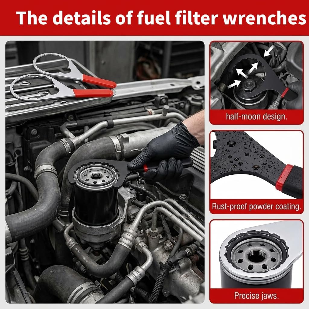 4.6'', 6'', 8'' Colar/Vent Cap Oil Fuel Filter Wrench for 380134 382 | Fits for Detroit Diesel Truck Engines 380134
