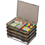 4 Pcs Board Game Storage Stackable Organizer Box with Snap Latch Lid Plastic Container Case for Board Games Puzzles