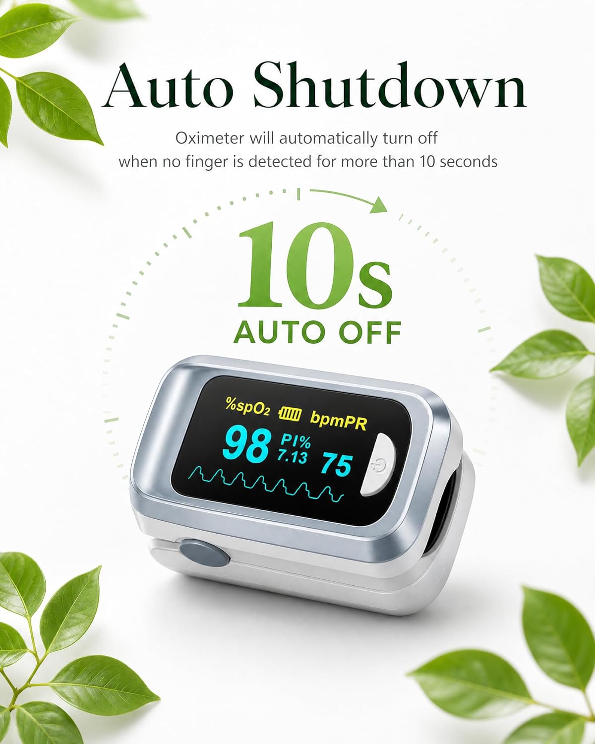 Fingertip Pulse Oximeter Blood Oxygen Saturation Monitor Pulse Ox, Heart Rate and Fast Spo2 Reading Oxygen Meter with