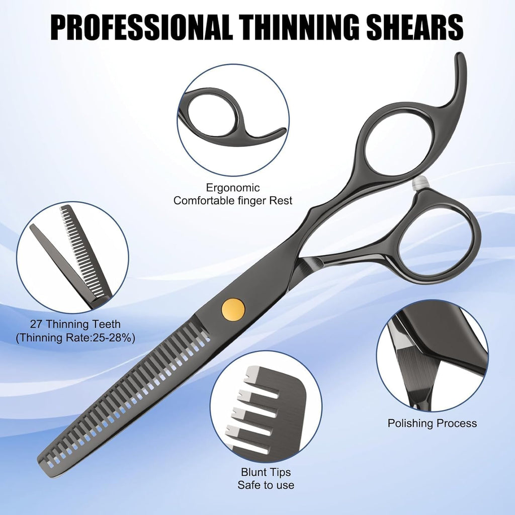 Hair Cutting Scissors Shears Kits, Professional Haircut Scissors Set with Thinning Shears, Stainless Steel Barber