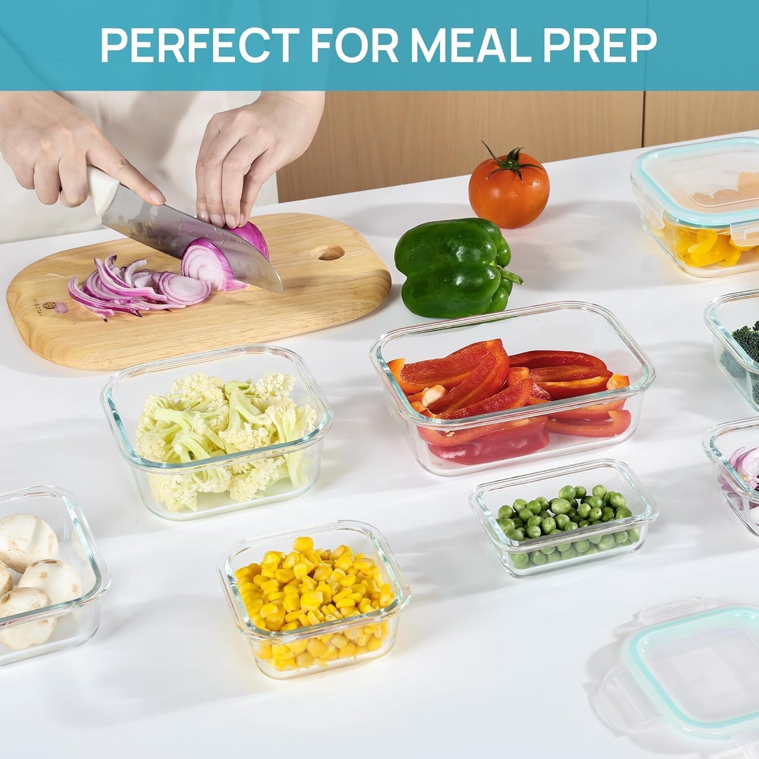 8 Pack Glass Food Storage Containers with Airtight Lids, Glass Meal Prep Containers, Lunch Office Meal for Microwave