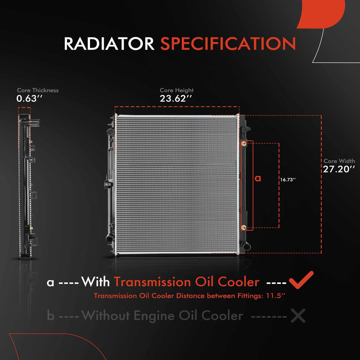 A-Premium Engine Coolant Radiator Assembly Compatible with Nissan