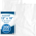12x18 Poly Bags, 200 Count - Open-End Flat 1.1 Mil, Spartan Industrial